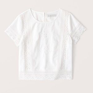 Abercrombie - Women’s Short Sleeve Woven-Lace Tee